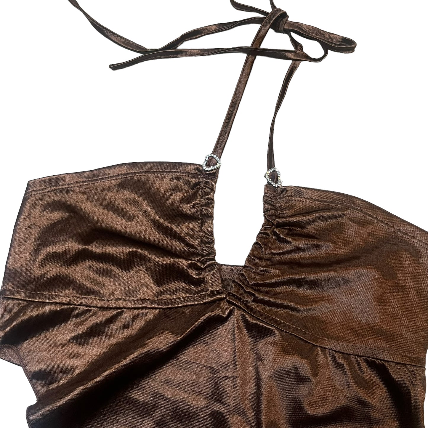 Brown Satin Scarf-Like Tank (S)