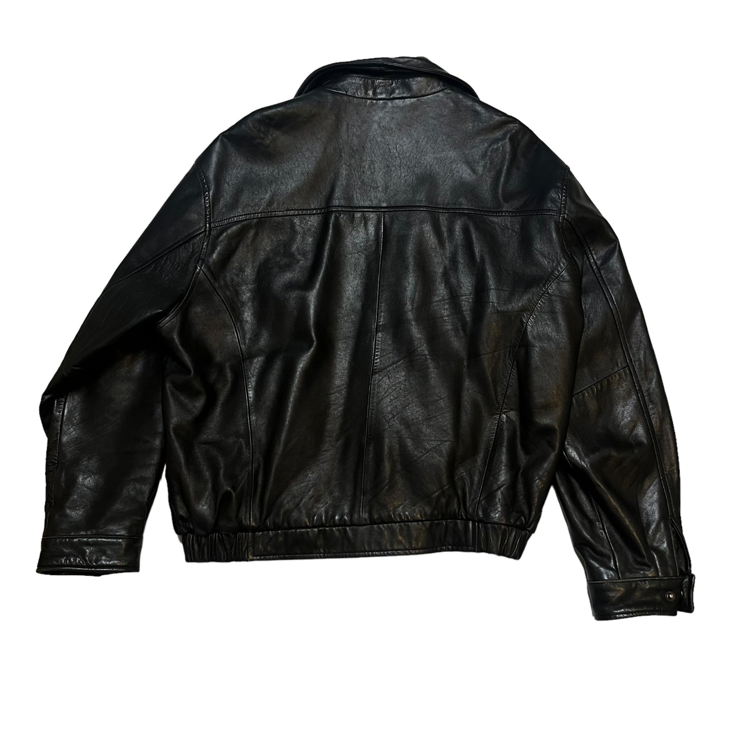 Vintage Soft Black Leather Bomber (L)