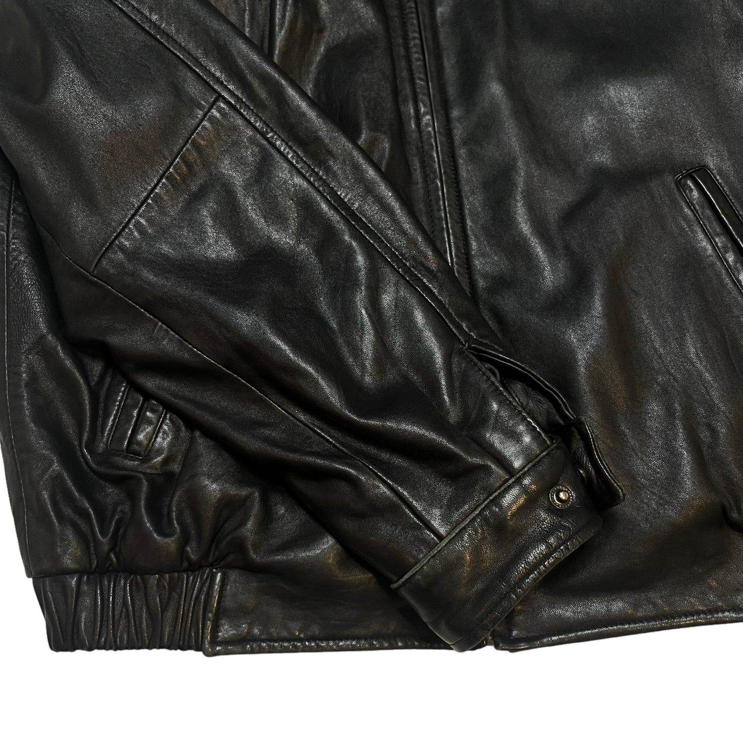 Vintage Soft Black Leather Bomber (L)