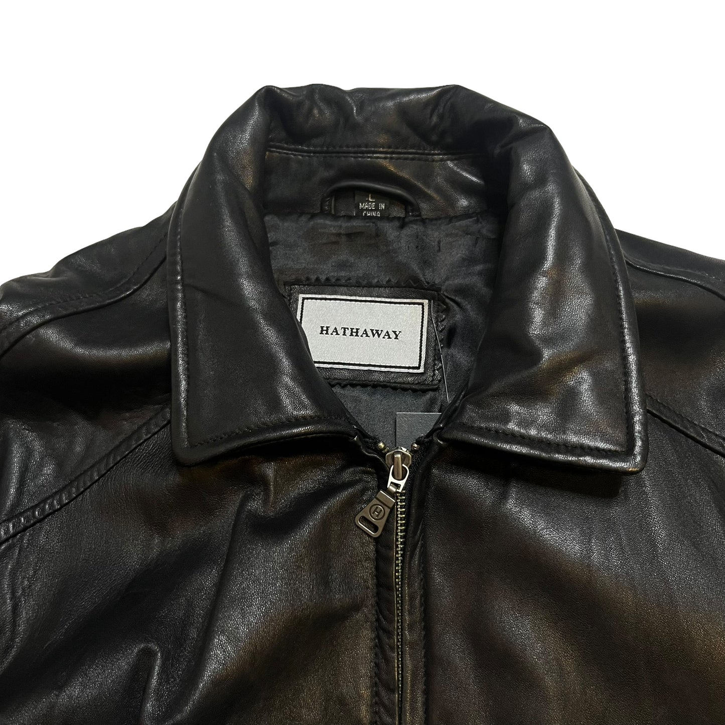 Vintage Soft Black Leather Bomber (L)