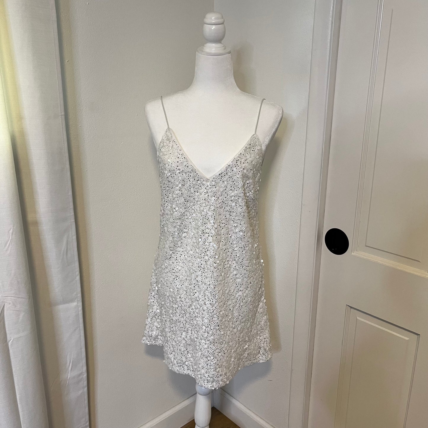 White Sequin Mini Dress (M)