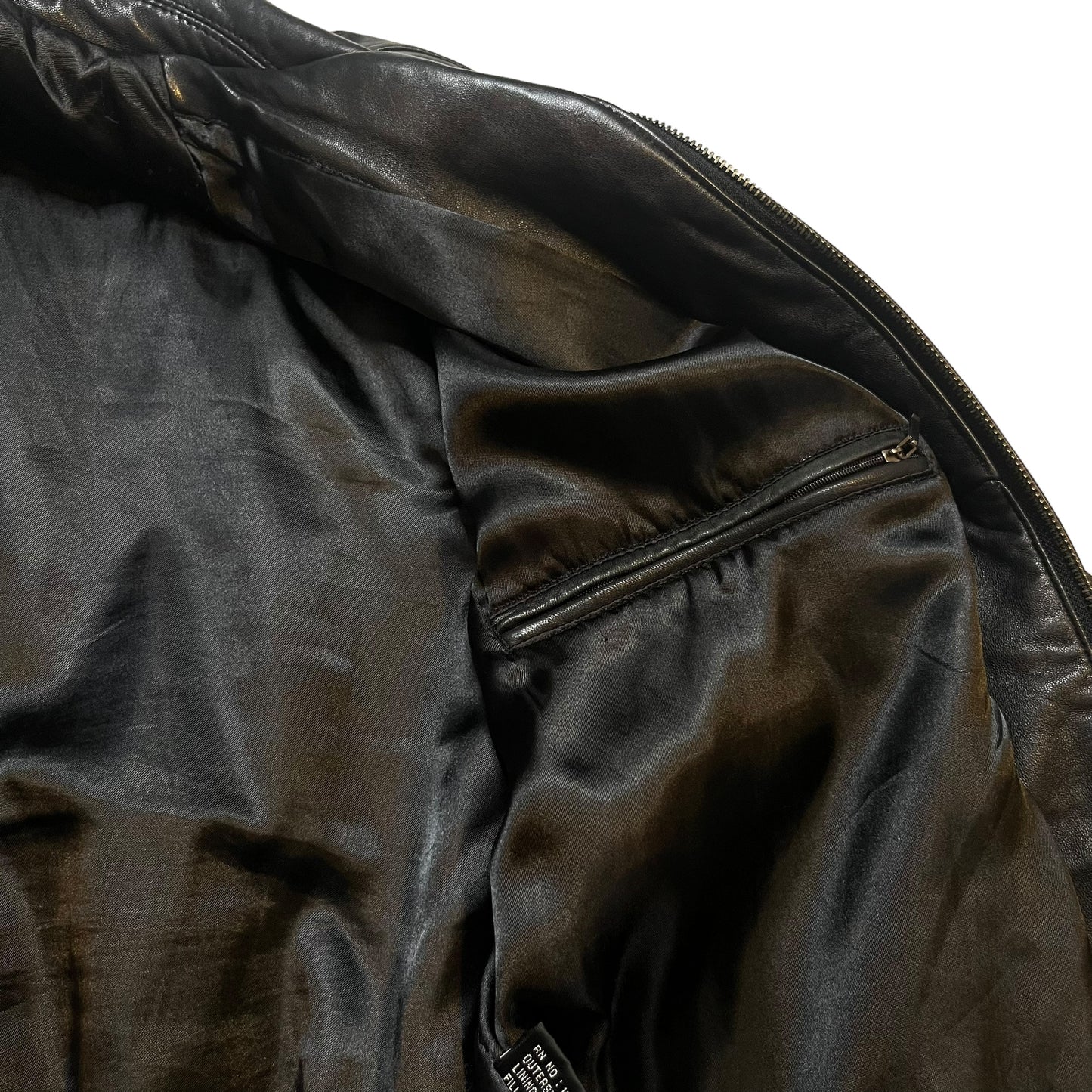 Vintage Soft Black Leather Bomber (L)