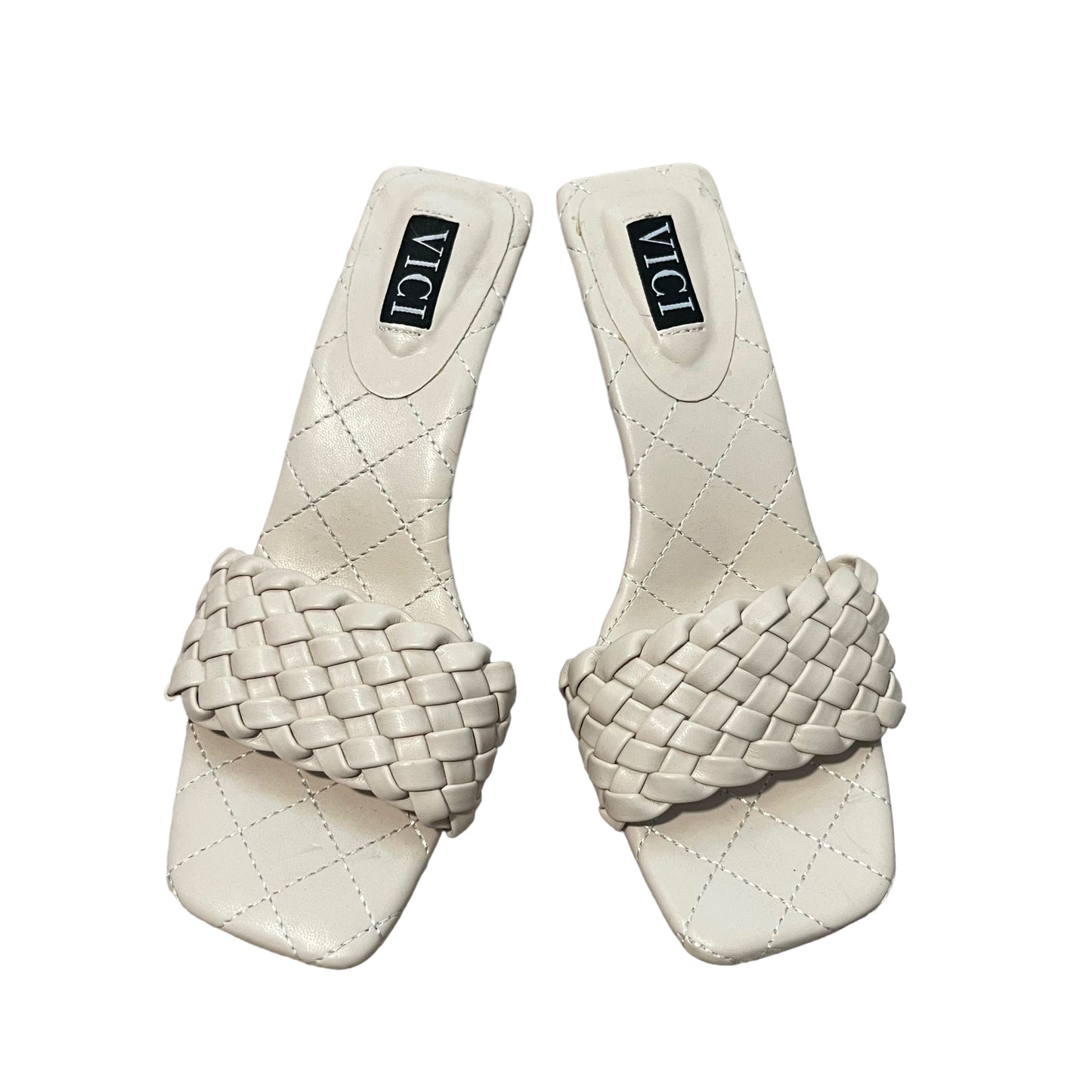 Cream Colored Knit Pattern Heels (w7)