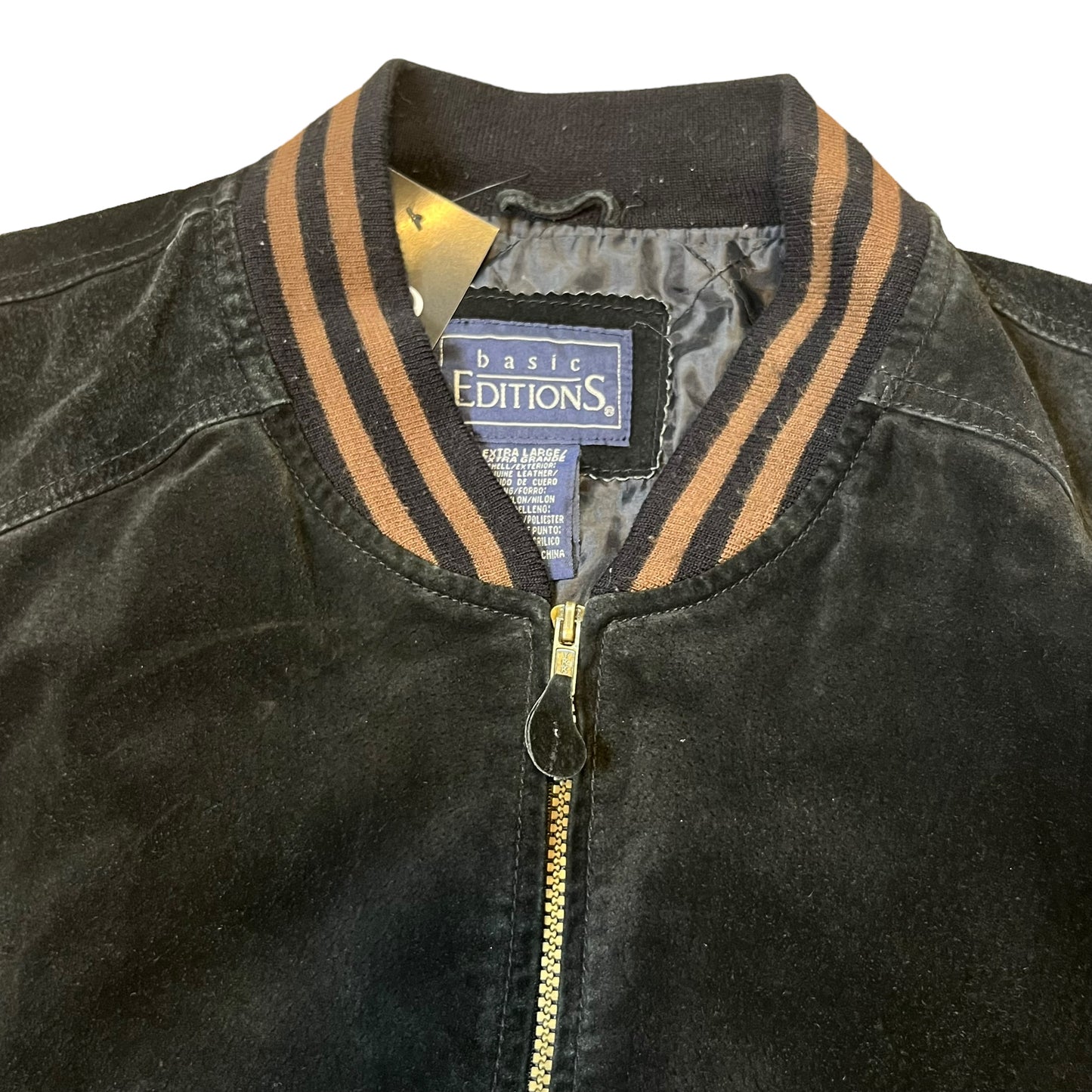 1990s Leather & Suede Bomber Jacket (XL)