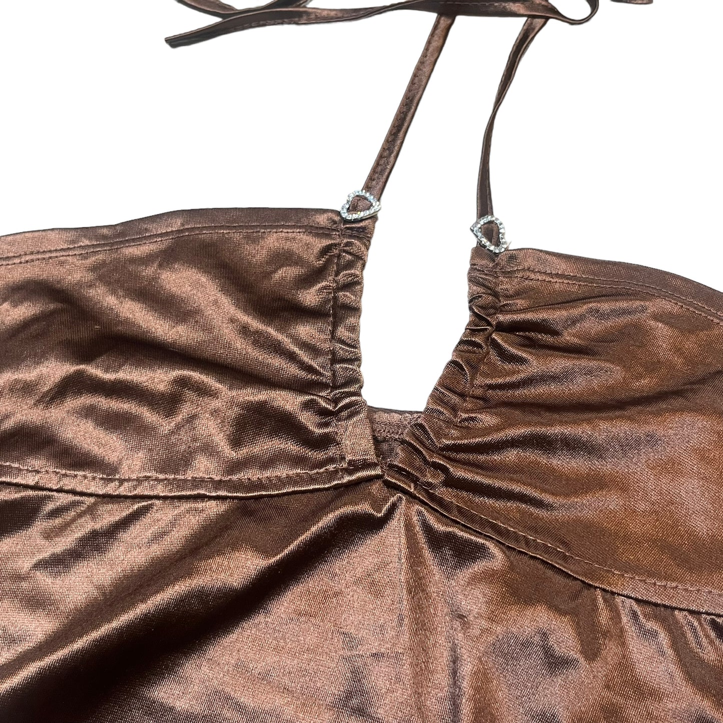 Brown Satin Scarf-Like Tank (S)