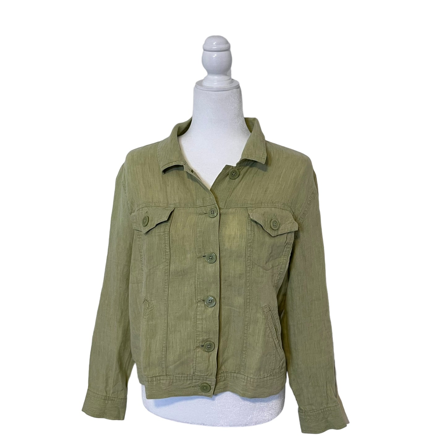 Green Linen Button Up (L)