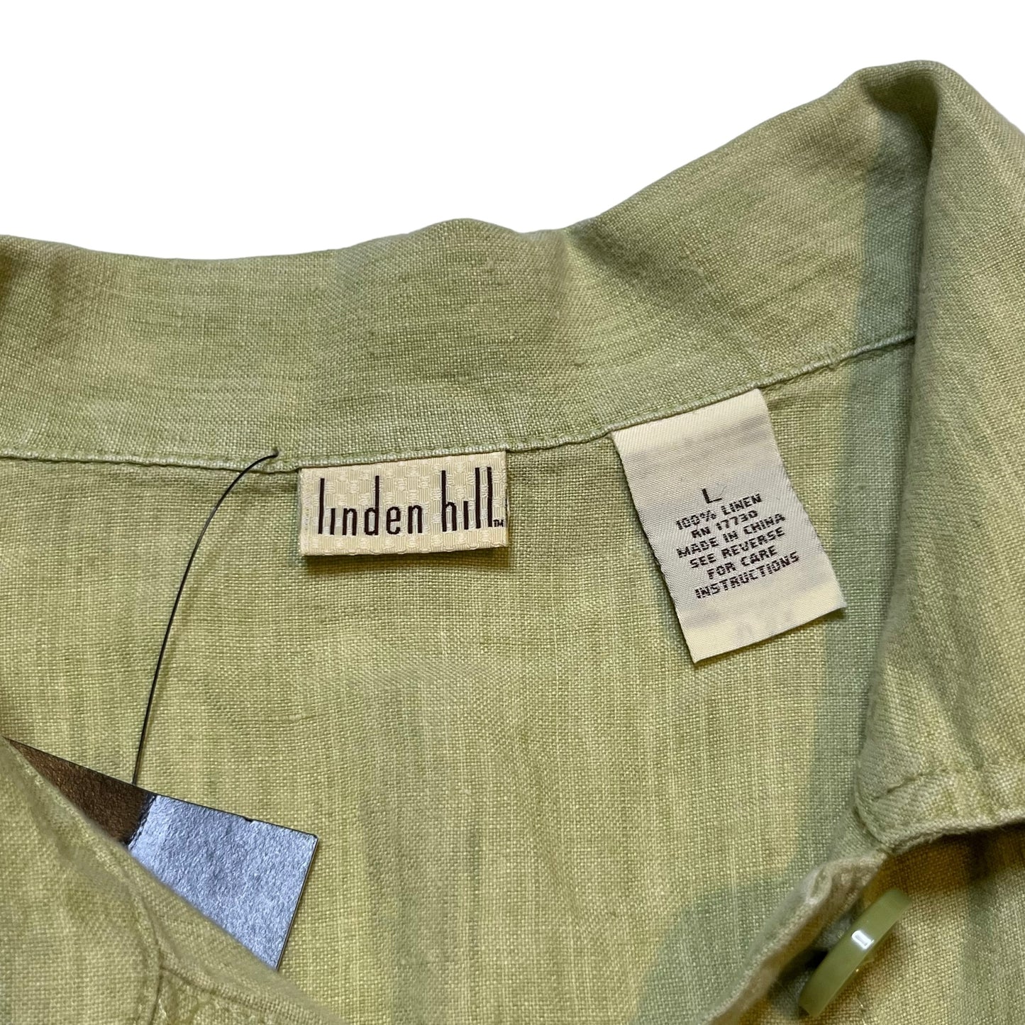 Green Linen Button Up (L)