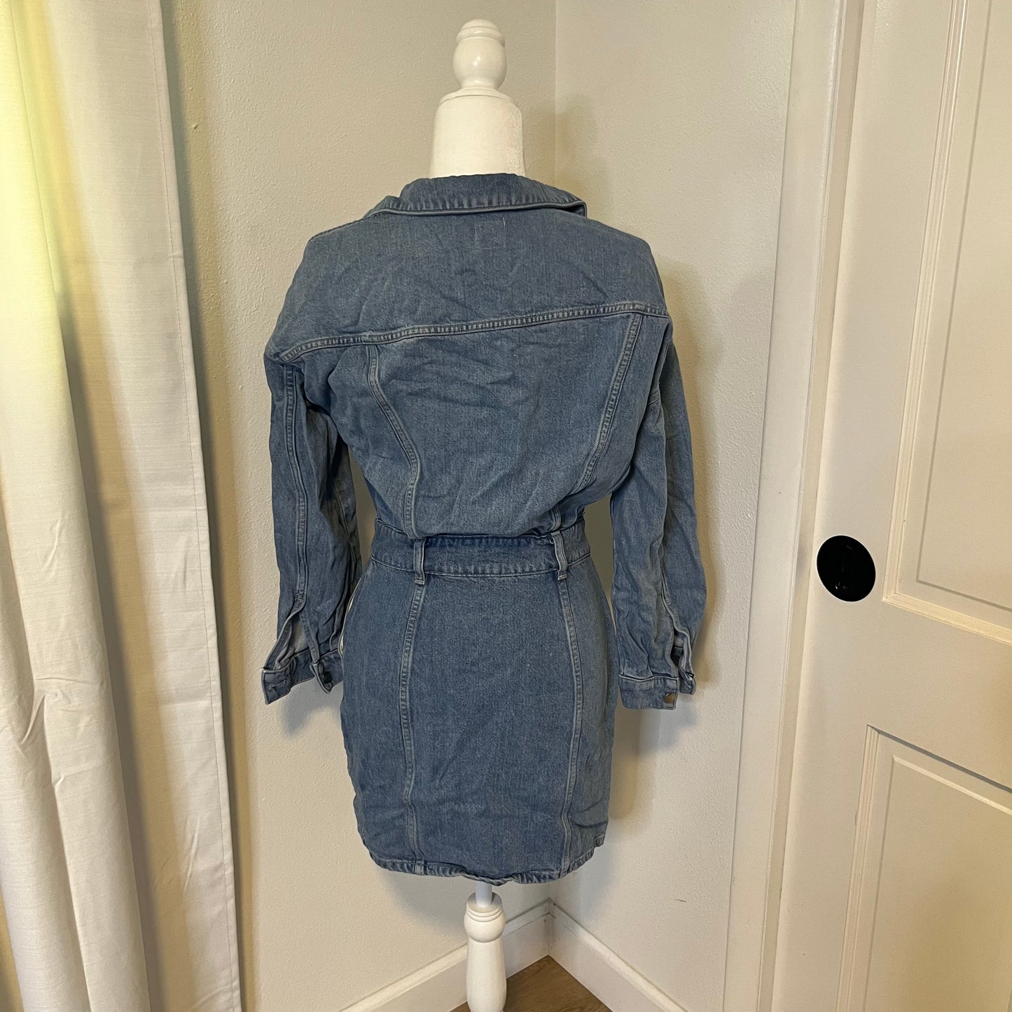 Long Sleeve Jean Mini Dress (XS)