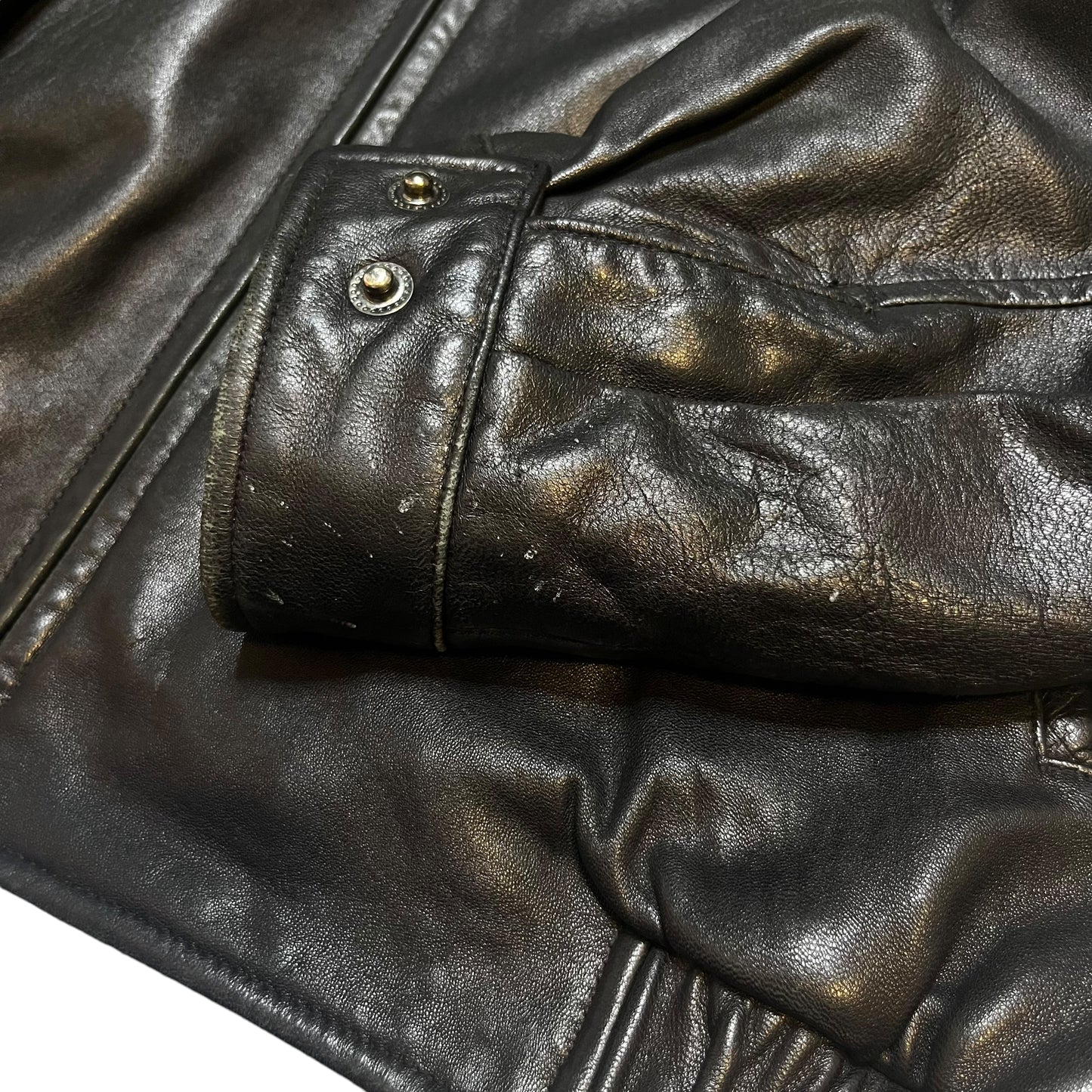 Vintage Soft Black Leather Bomber (L)