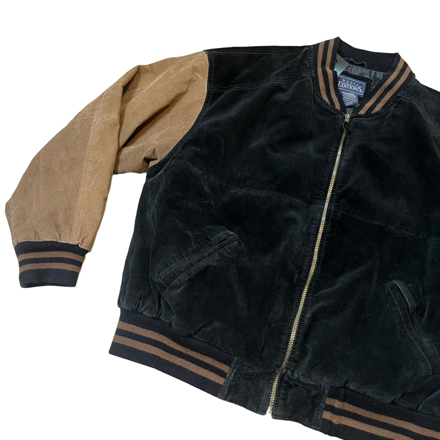 1990s Leather & Suede Bomber Jacket (XL)